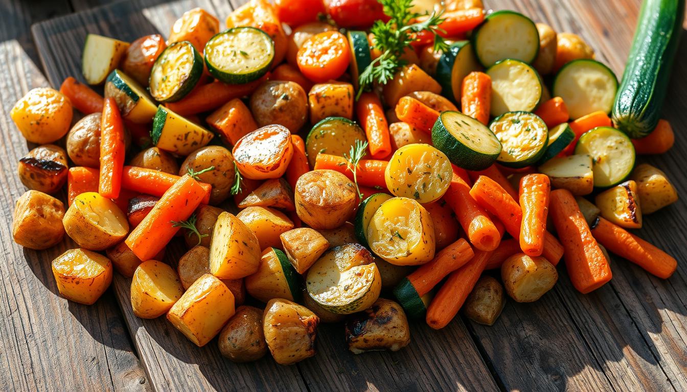 Garlic Herb Roasted Potatoes Carrots and Zucchini