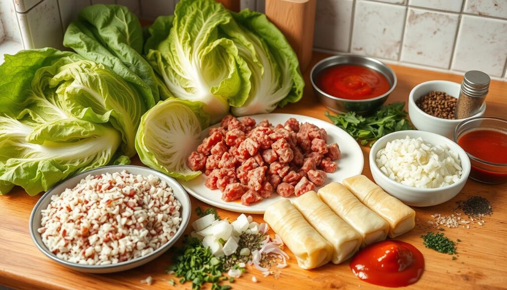 Ingredients for cabbage rolls