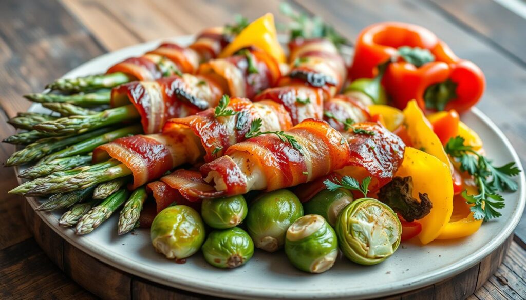 bacon-wrapped vegetables