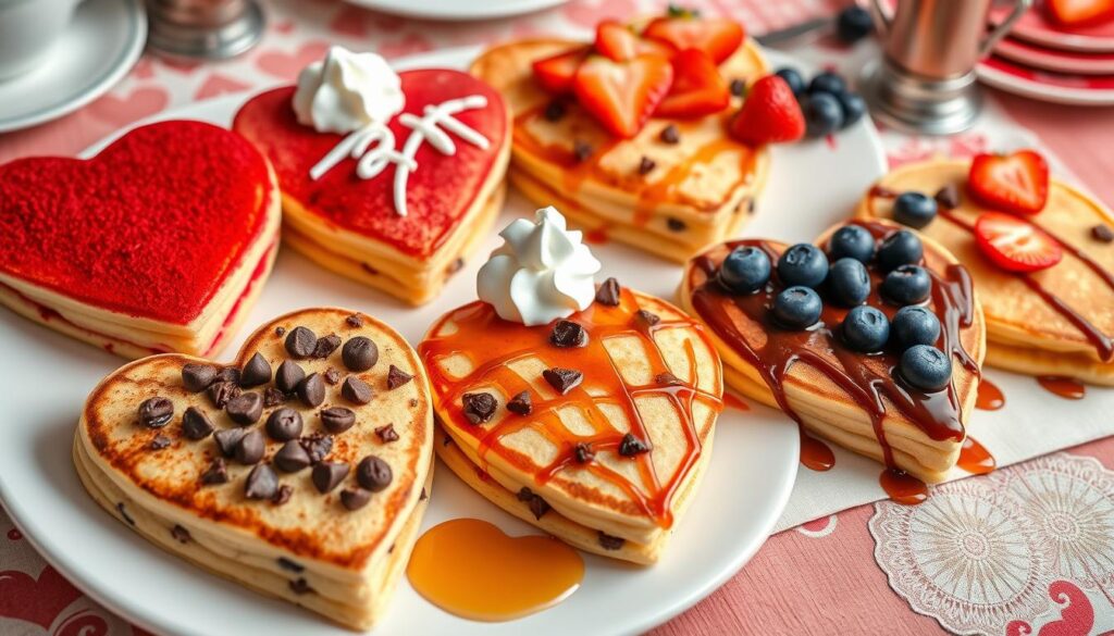 variations of heart-shaped pancakes